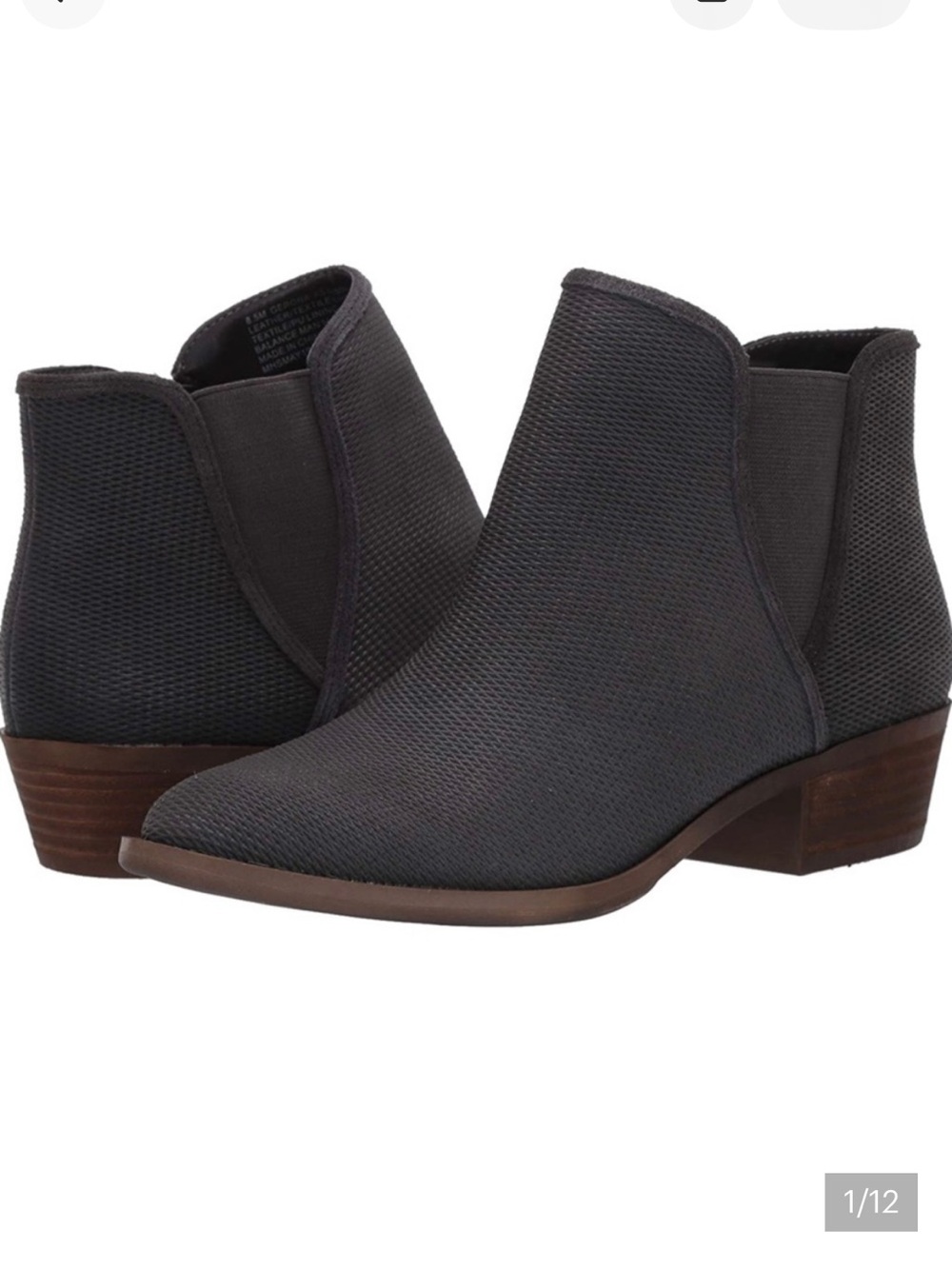 Kensie Gerona Dark Gray Textured Suede Heeled Booties Ankle Boots - Size 6.5